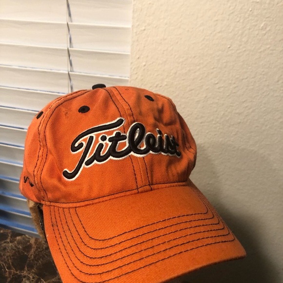 Titleist Pro V1 Men’s Orange Weather Strapback Golf Cap Adult OSFA - Picture 10 of 16